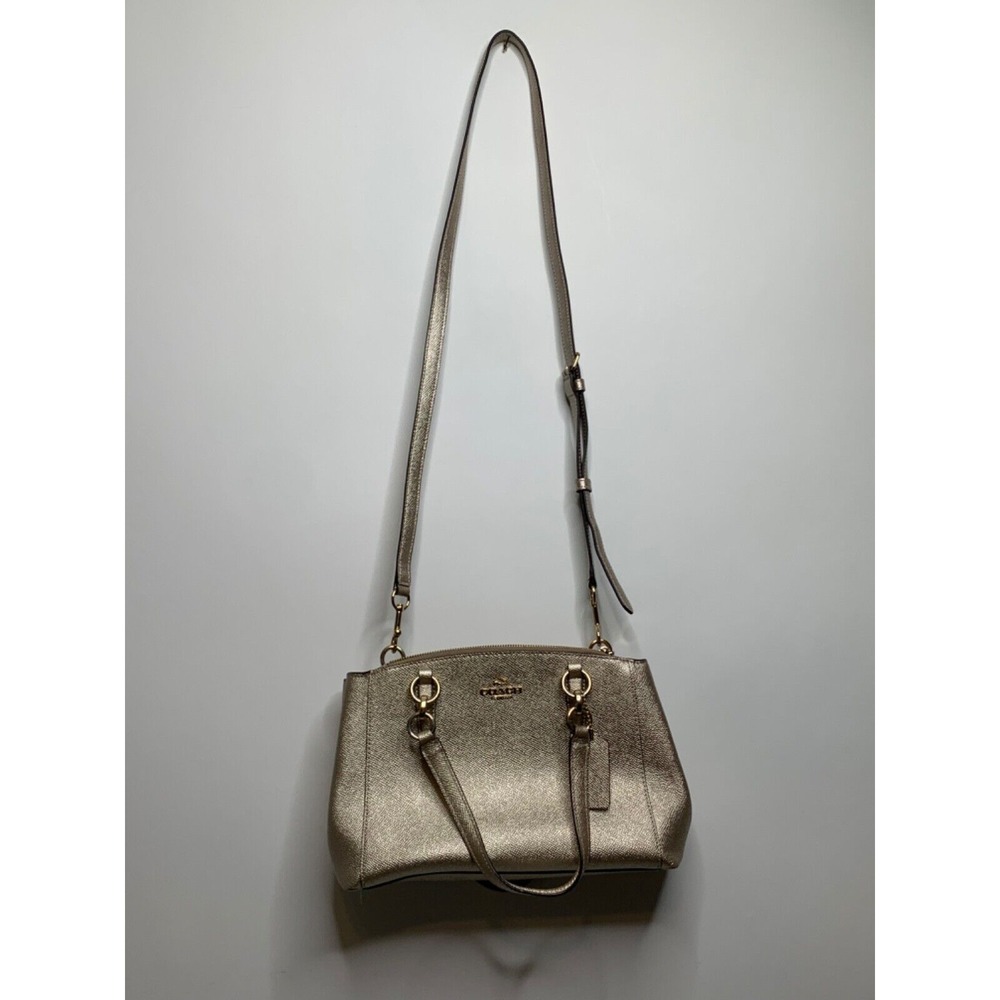 Coach Womens Metallic Platinum Shoulder Hand Bag F23337 Mini Christie